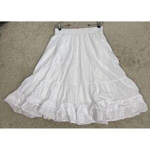 Shiny By Nature Pull On 100% Cotton Pull On Ruffled Layered Skirt Sz M Pockets